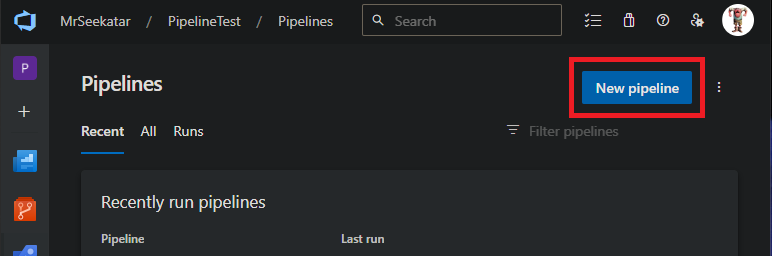 New pipeline button