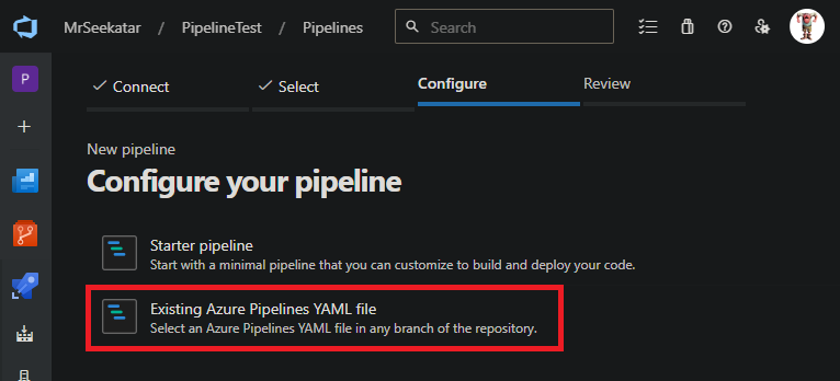 New pipeline button