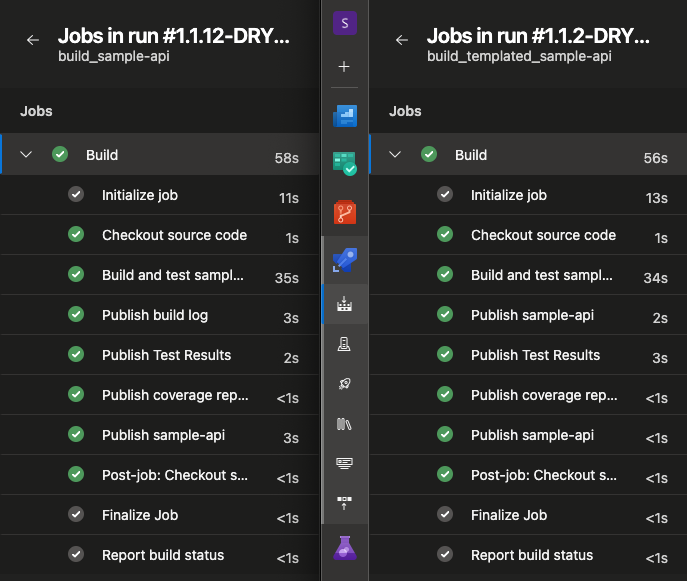 Comparing two build steps