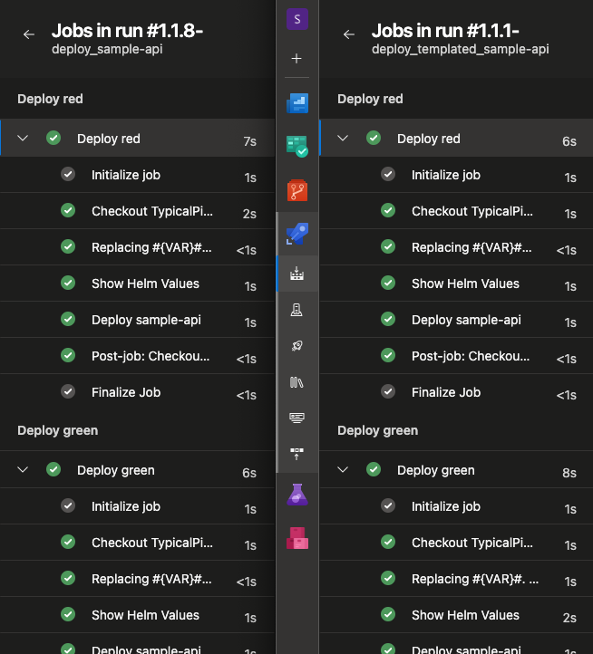 Comparing two deploy runs